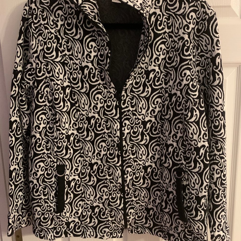 Rafael Sport Women's 1X Long Sleeve Full Zip Black & White Light Jacket